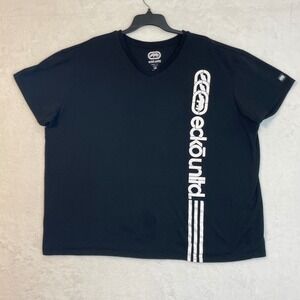Ecko Unltd. Black V-Neck Graphic T-Shirt Size 4XL Cotton Blend